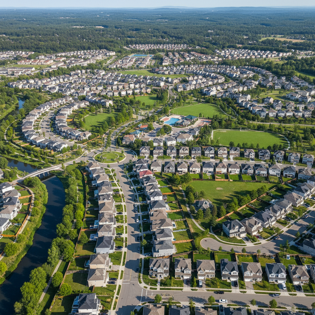 Completed Ascension Industries housing development from above