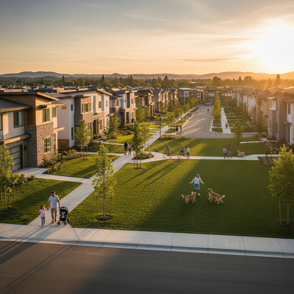 Aerial view of a modular housing site
